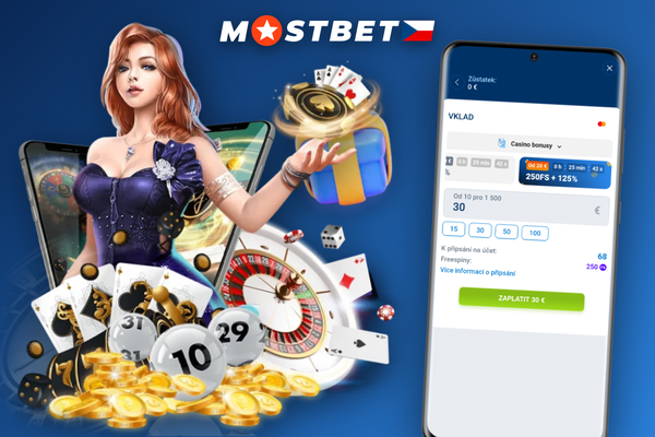 Pokladna Mostbet s vybraným Bitcoinem, adresou peněženky a QR kódem pro vklad