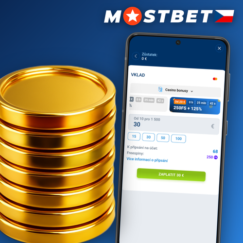Mostbet vklad od 300 CZK s ikonami Visa, Mastercard, Skrill a Bitcoin na mobilu